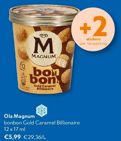 Ola Magnum bonbon Gold Caramel Billionaire 12 x 17 ml