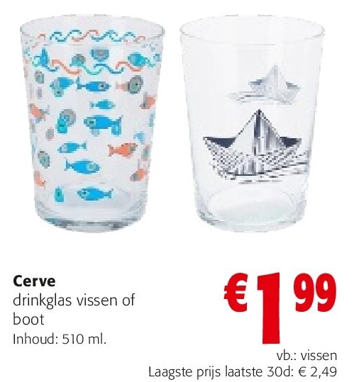 Cerve drinkglas vissen of boot