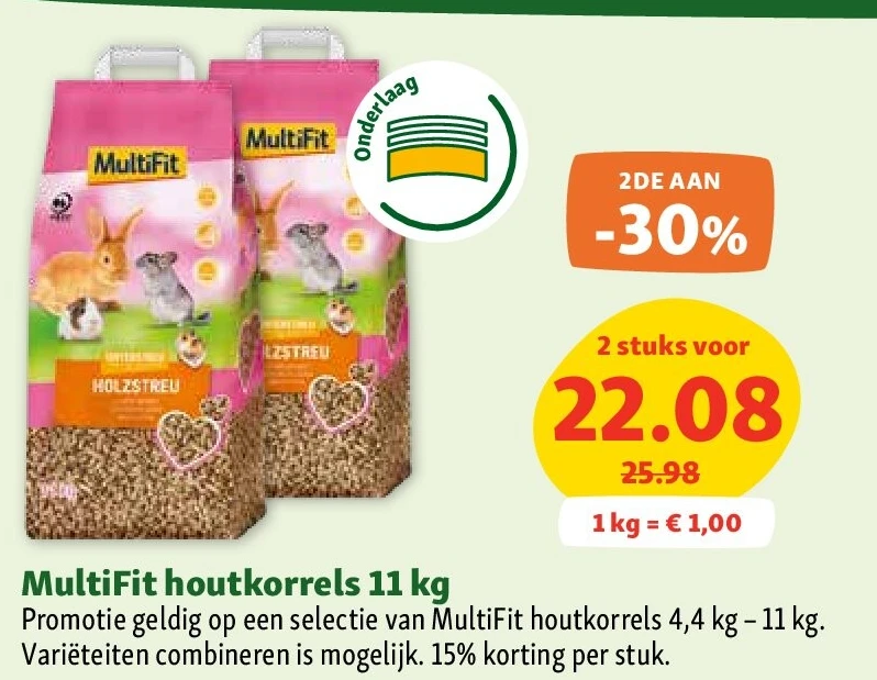 MultiFit houtkorrels 11 kg
