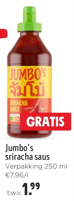 Jumbo’s sriracha saus