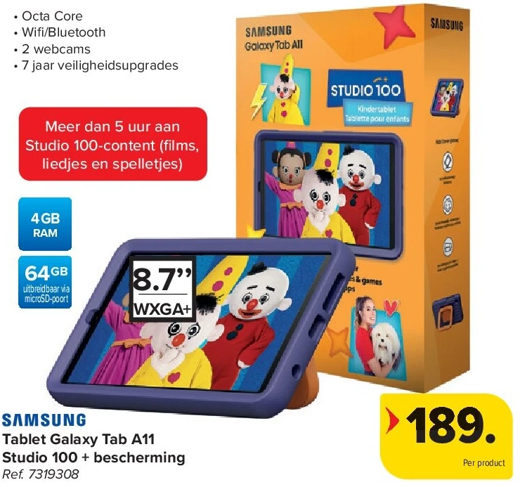 Samsung Tablet Galaxy Tab A11 Studio 100 + bescherming