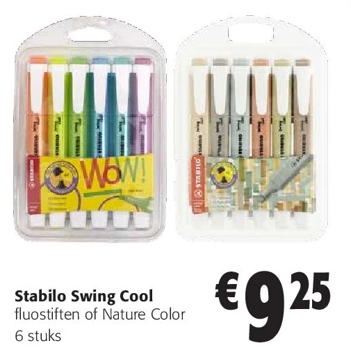 Stabilo Swing Cool fluostiften of Nature Color 6 stuks