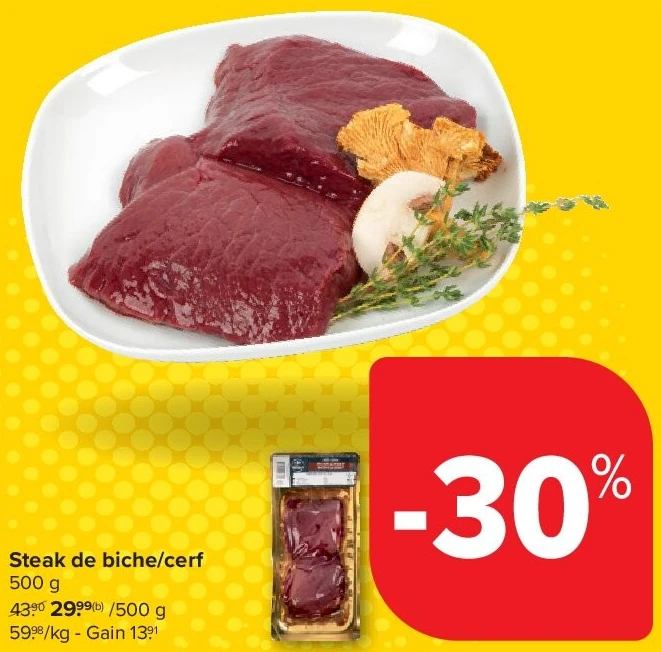 Steak de biche/cerf 500 g
