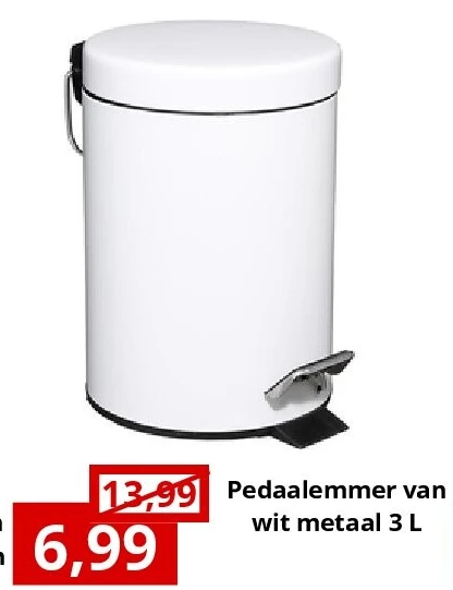 Pedaalemmer van wit metaal 3 L
