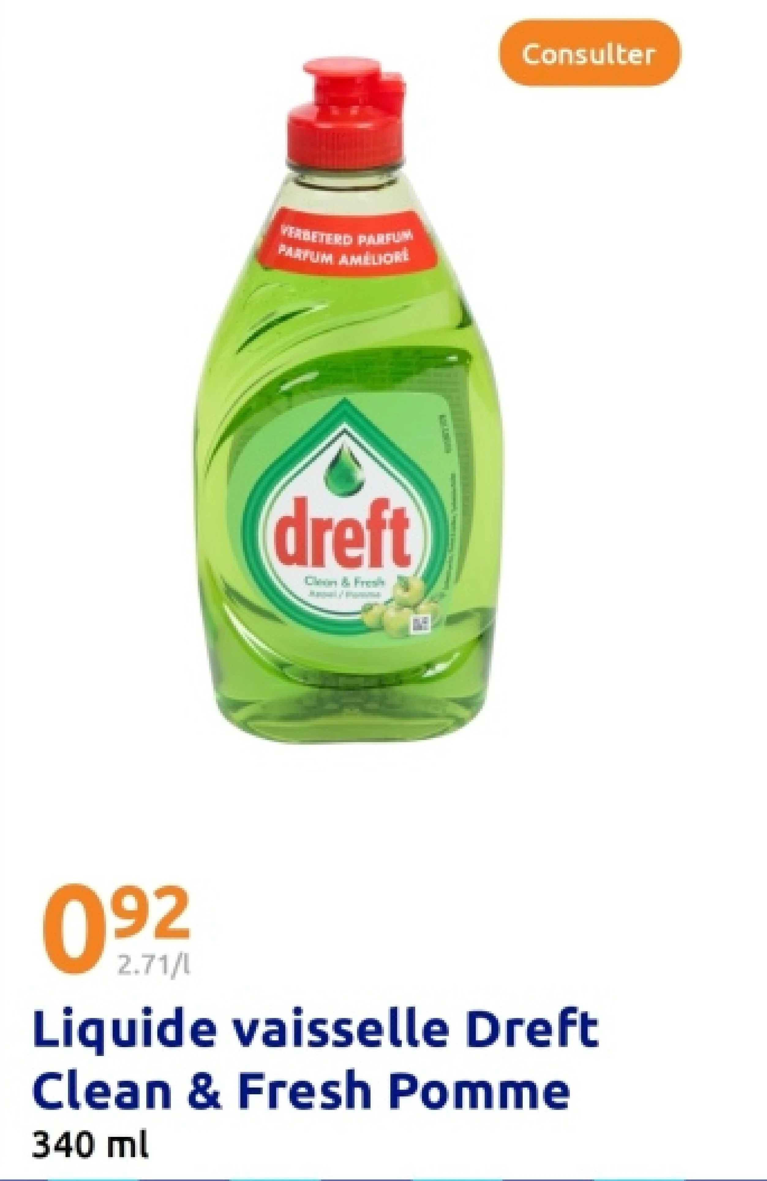 Liquide vaisselle Dreft Clean & Fresh Pomme