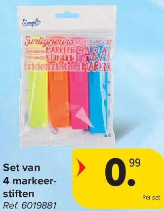 Set van 4 markeerstiften