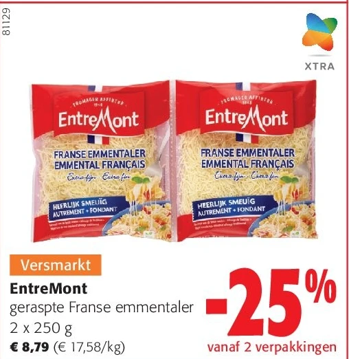EntreMont geraspte Franse emmentaler 2 x 250 g