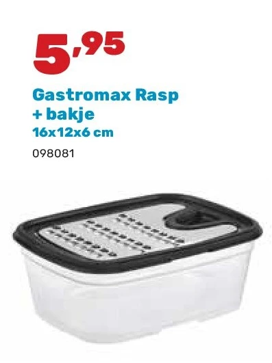 Gastromax Rasp + bakje 16x12x6 cm
