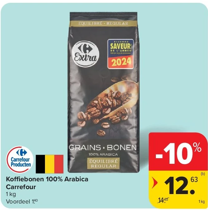 Koffiebonen 100% Arabica Carrefour