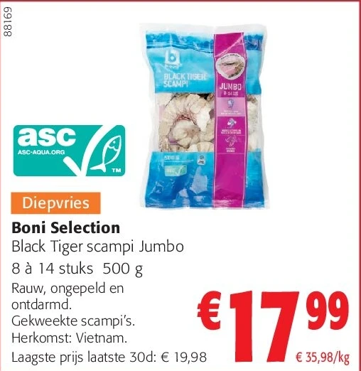 Boni Selection Black Tiger scampi Jumbo 8 à 14 stuks 500 g