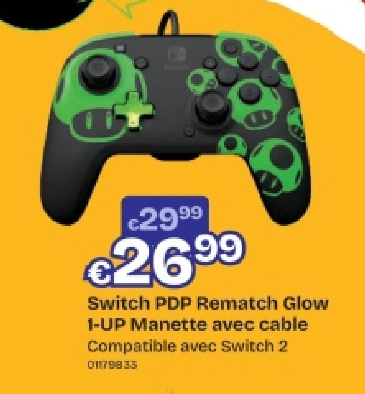 Switch PDP Rematch Glow 1-UP Manette avec cable