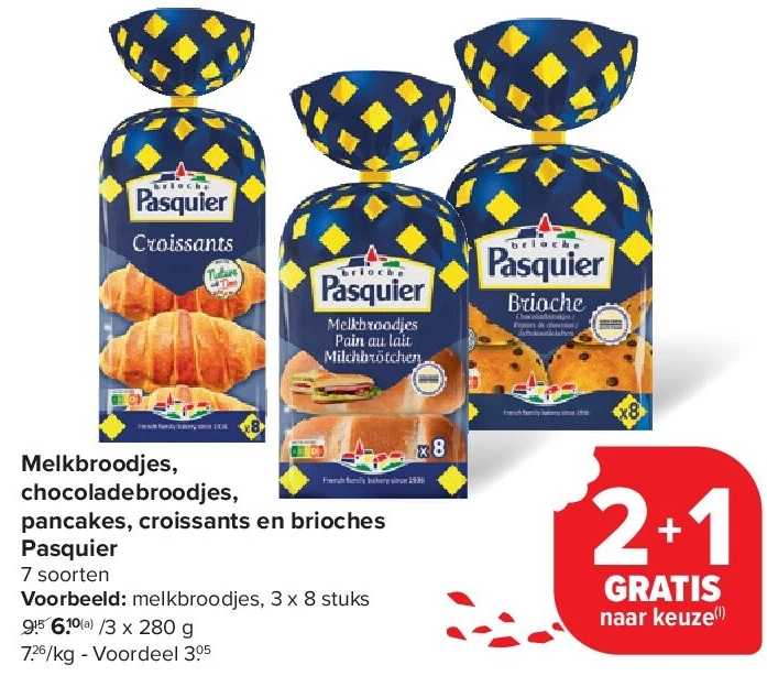 Melkbroodjes, chocoladebroodjes, pancakes, croissants en brioches Pasquier