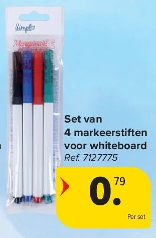 Set van 4 markeerstiften voor whiteboard