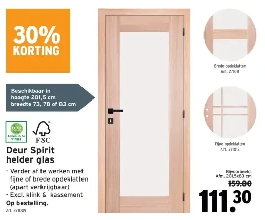 Deur Spirit helder glas