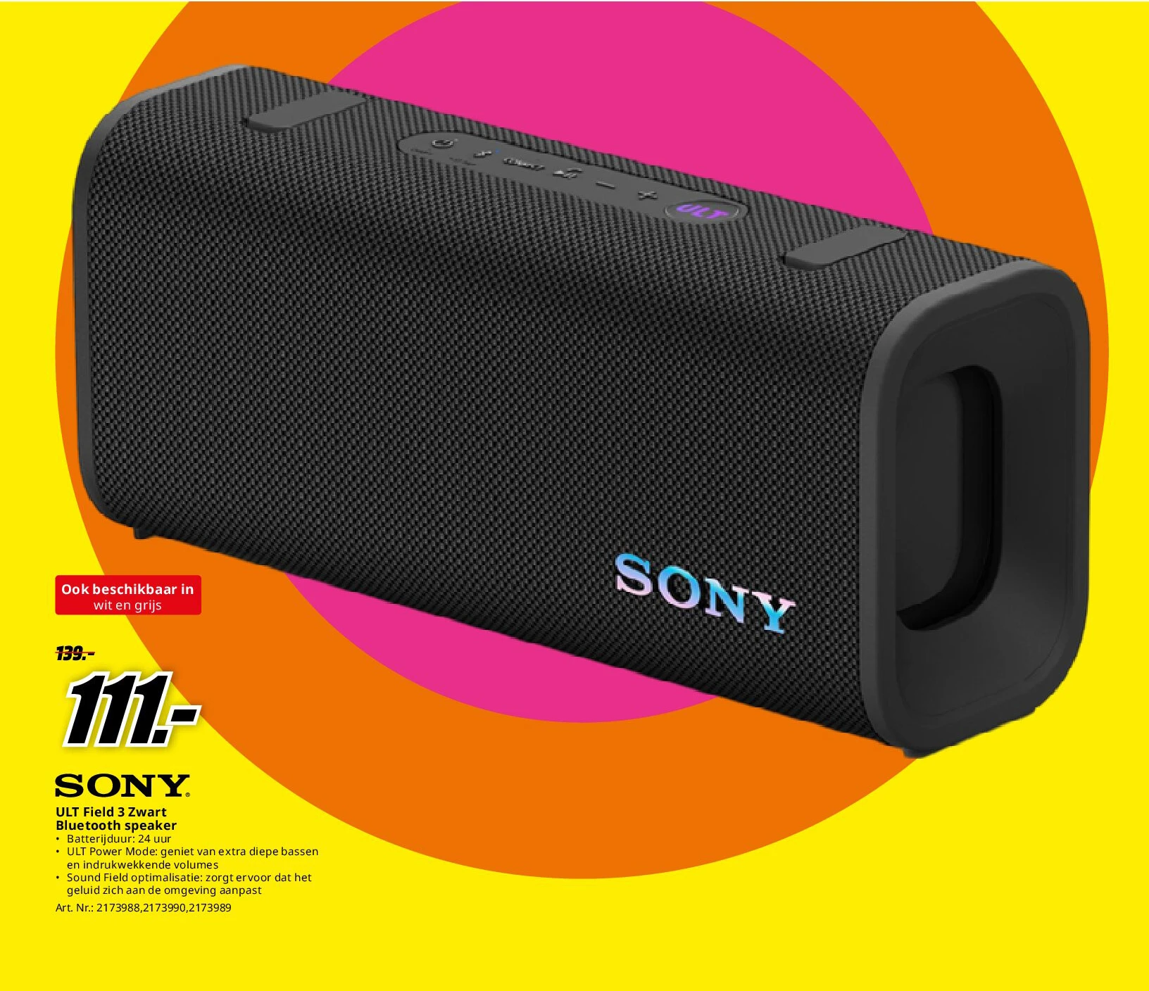 SONY ULT Field 3 Zwart Bluetooth speaker