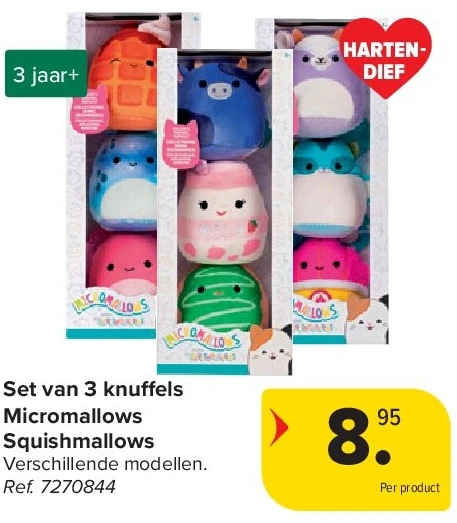 Set van 3 knuffels Micromallows Squishmallows