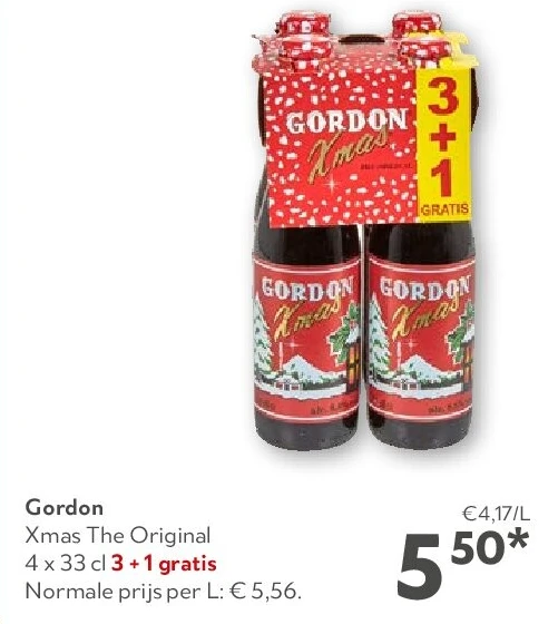 Gordon Xmas The Original 4 x 33 cl 3 + 1 gratis