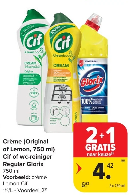 Crème (Original of Lemon, 750 ml) Cif of wc-reiniger Regular Glorix