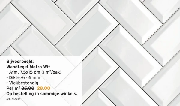 Wandtegel Metro Wit