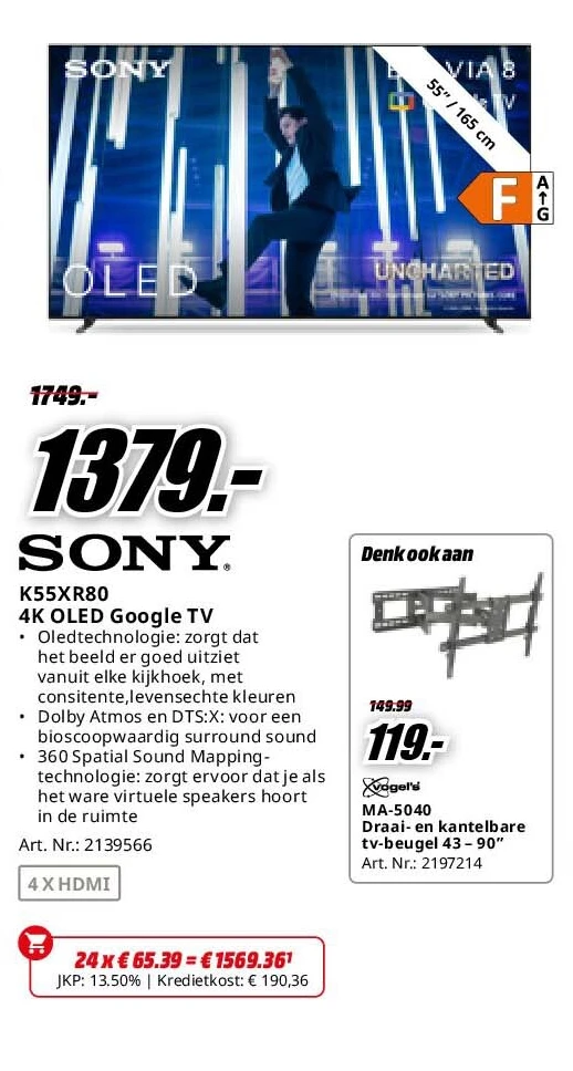 Sony K55XR80 4K OLED Google TV