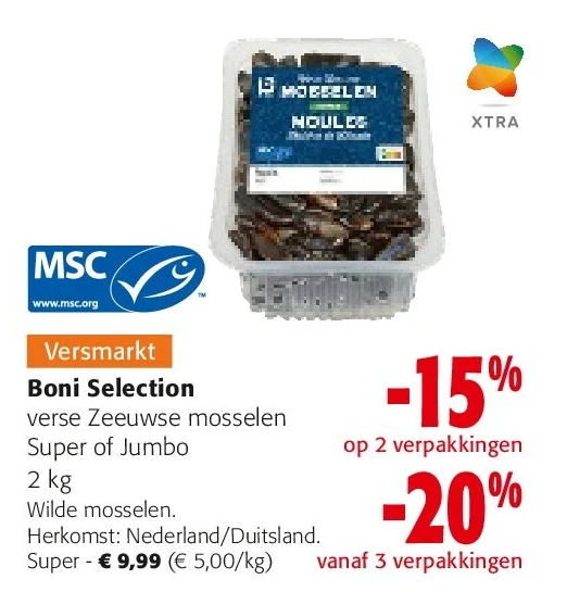 Boni Selection verse Zeeuwse mosselen Super of Jumbo 2 kg