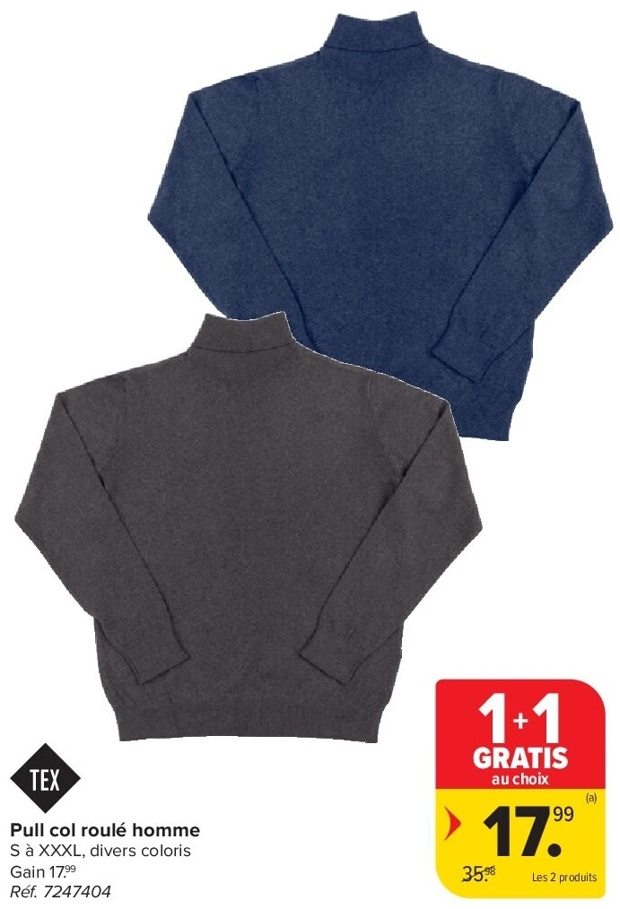 Pull col roulé homme