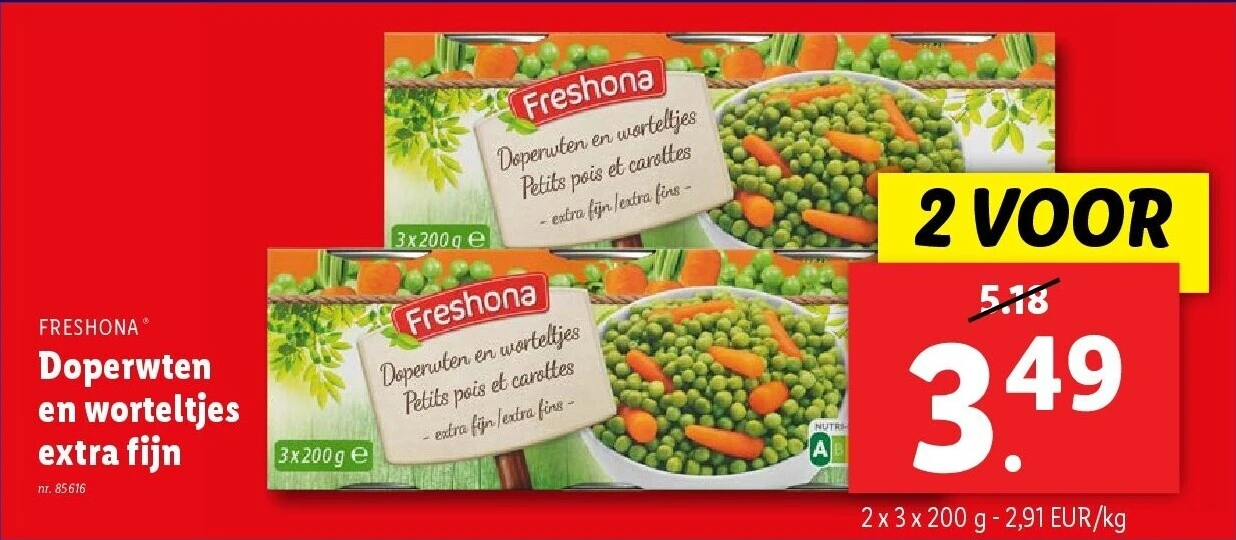 Doperwten en worteltjes extra fijn