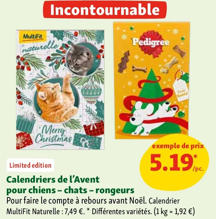 Calendriers de l’Avent pour chiens - chats - rongeurs
