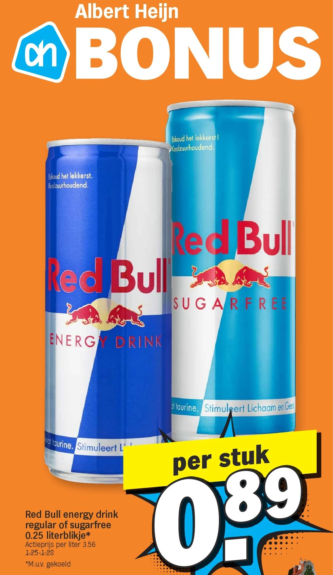 Red Bull energy drink regular of sugarfree 0.25 literblikje