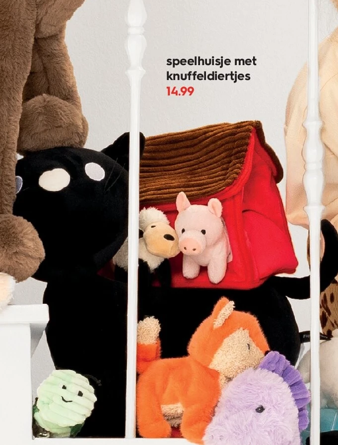 speelhuisje met knuffeldiertjes
