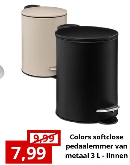 Colors softclose pedaalemmer van metaal 3 L - linnen