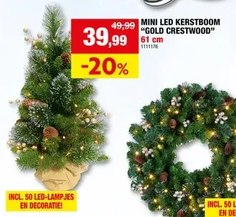 MINI LED KERSTBOOM "GOLD " CRESTWO CRESTWOOD" 61 cm