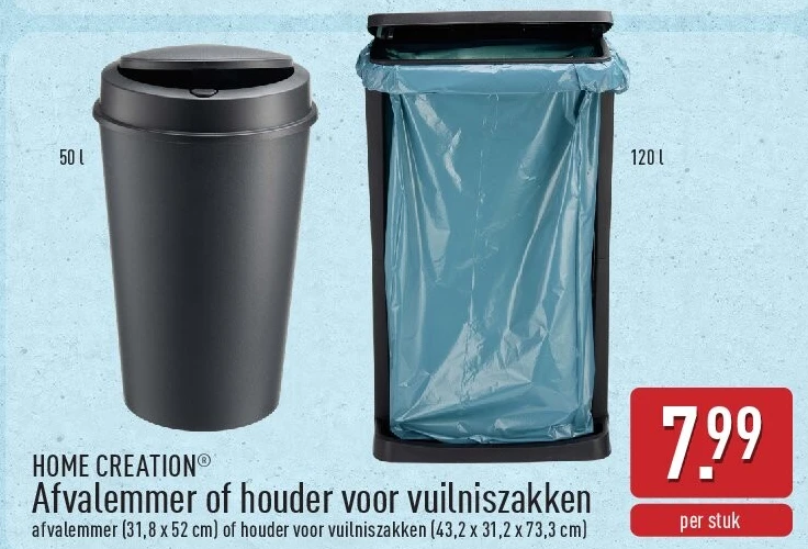 Afvalemmer of houder voor vuilniszakken