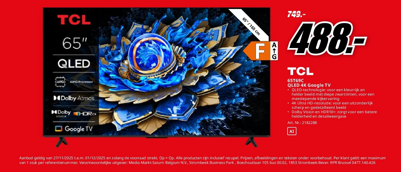 TCL 65T69C QLED 4K Google TV