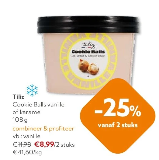 Tiliz Cookie Balls vanille of karamel 108 g