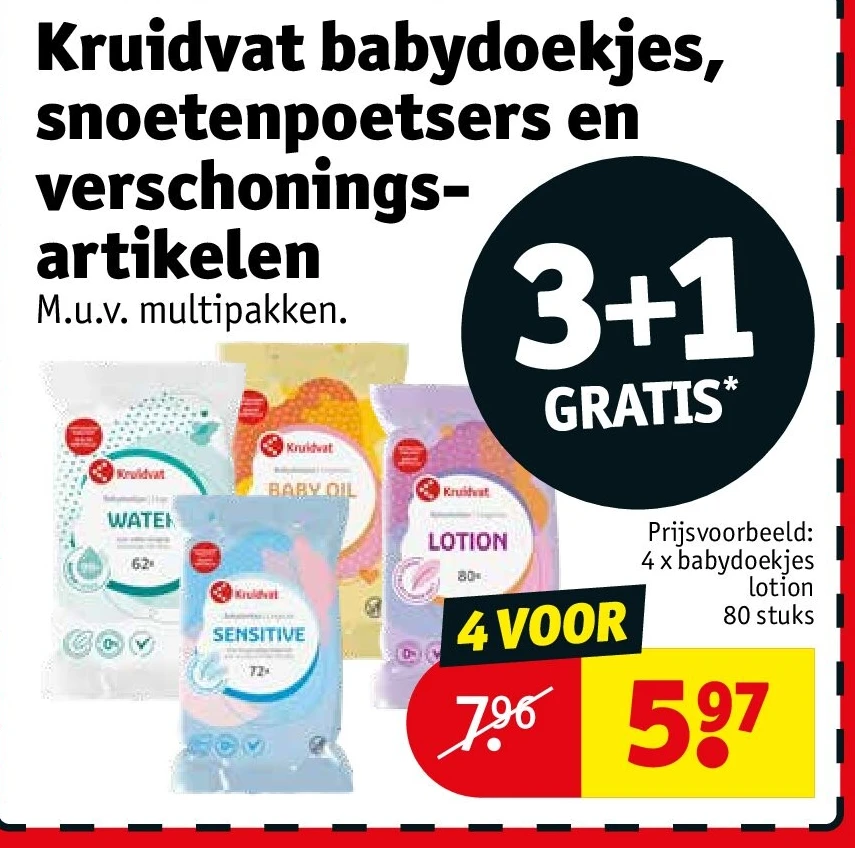 Kruidvat babydoekjes, snoetenpoetsers en verschoningsartikelen