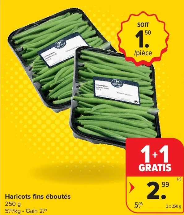 Haricots fins éboutés 2 x 250 g