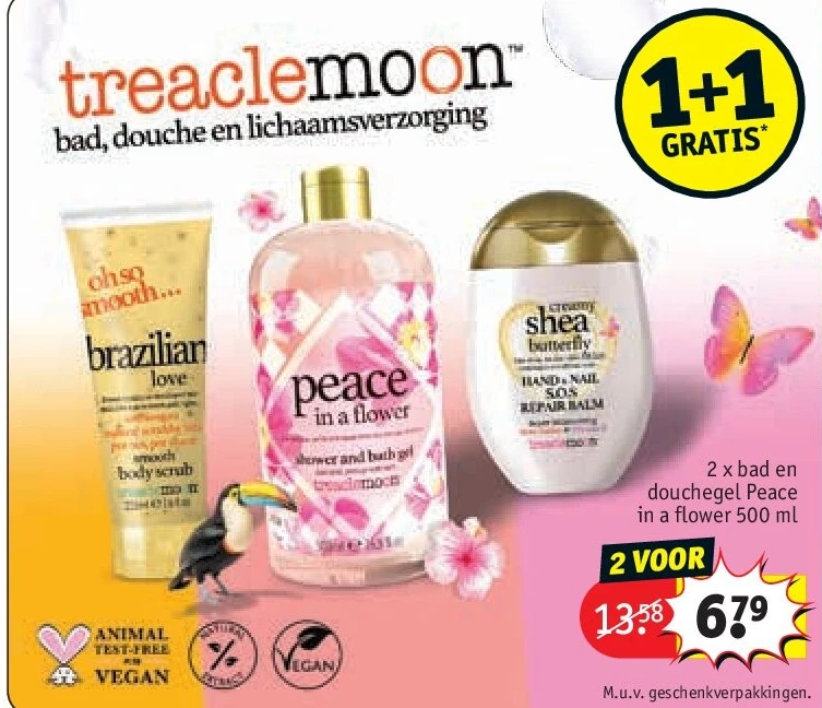 2 x bad en douchegel Peace in a flower 500 ml