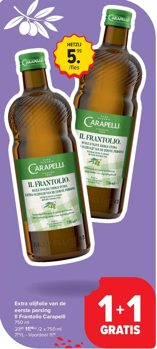 Extra olijfolie van de eerste persing Il Frantolio Carapelli