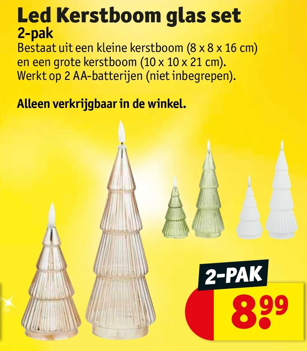 Led Kerstboom glas set