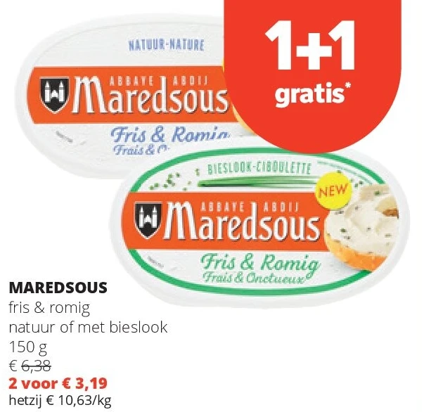 MAREDSOUS fris & romig natuur of met bieslook 150 g