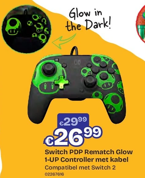 Switch PDP Rematch Glow 1-UP Controller met kabel