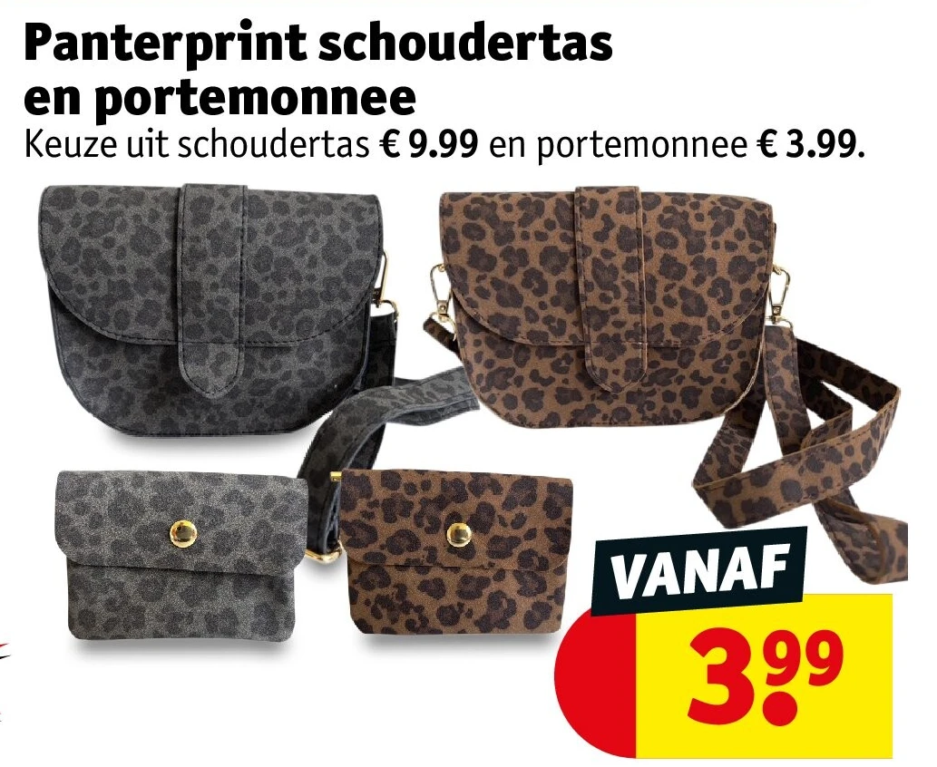 Panterprint schoudertas en portemonnee