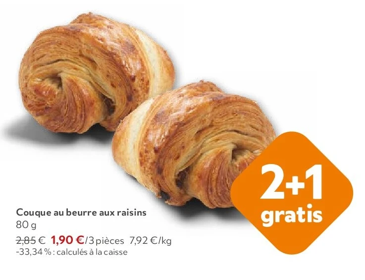 Couque au beurre aux raisins 80 g