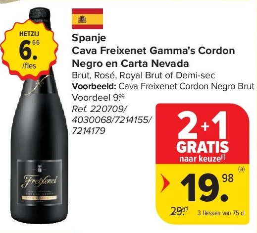 Spanje Cava Freixenet Gamma's Cordon Negro en Carta Nevada