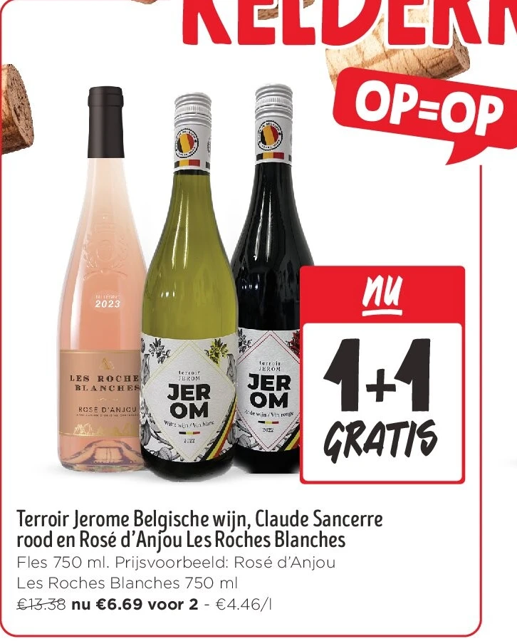Terroir Jerome Belgische wijn, Claude Sancerre rood en Rosé d’Anjou Les Roches Blanches