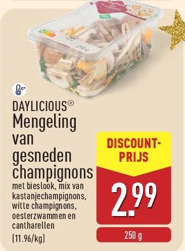Mengeling van gesneden champignons