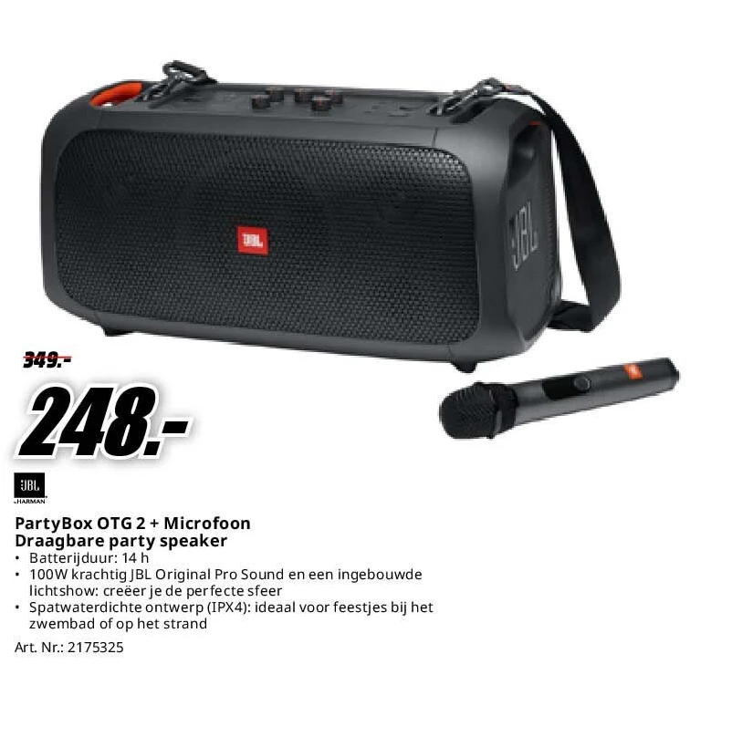 JBL PartyBox OTG 2 + Microfoon Draagbare party speaker