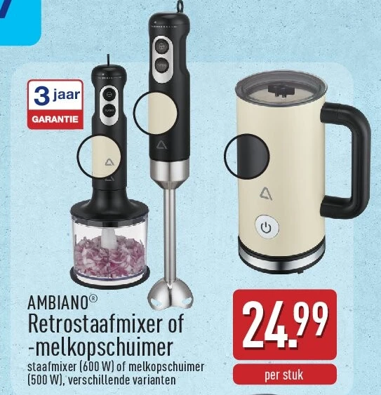 Retrostaafmixer of -melkopschuimer