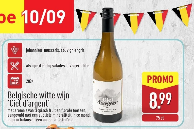 Belgische witte wijn 'Cield'argent'